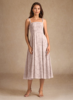 Azazie Lorain vestidos de madre de la novia Vestido de Rosa Rubor de Devorado Floral de Corte En A con Plisado image9