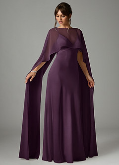 Azazie Stefania Robes de demoiselle d'honneur Robe Trapèze en Satin extensible Prune image3