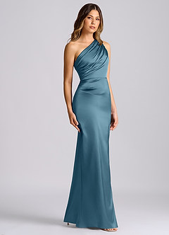 Azazie Akilah Brudtärnklänningar Klä av Sjöjungfru i Stretch Satin Ena axeln Bermuda image3