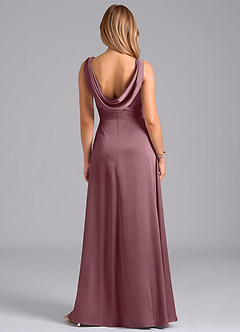 Azazie Karina Bridesmaid Dresses Amethyst A-Line Pleated Stretch Satin Dress image6