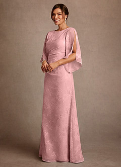Azazie Anaheim Mother of the Bride Dresses Dusty Rose Sheath Pleated Floral Burnout Dress image4