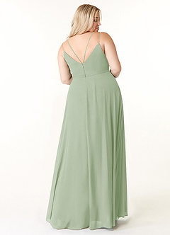 Azazie Janine Bridesmaid Dresses Dusty Sage A-Line V-Neck Chiffon Dress image7