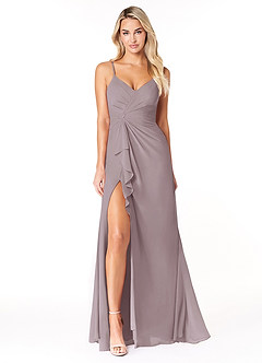 Azazie Emerald Bridesmaid Dresses Dusk A-Line Ruffled Chiffon Dress image4