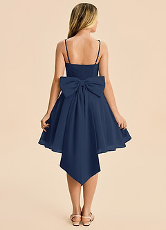Azazie Arie Junior Robe Trapèze en Mousseline de soie Drapé Bleu Marine Foncé image1