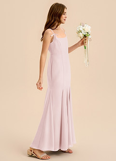 Azazie Evey Junior Vestido de Rosa Rubor de Gasa de Corte Sirena con Plisado image5