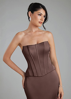 Azazie River Bridesmaid Dresses Ganache Sheath Corset Stretch Satin Convertible Dress image4