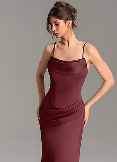 Azazie Adrienne Bridesmaid Dresses Cabernet Mermaid Corset Stretch Satin Convertible Dress image5