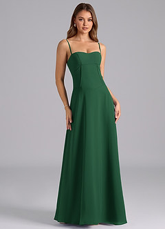 Azazie Valentine Bridesmaid Dresses Dark Green A-Line Corset Chiffon Dress image1