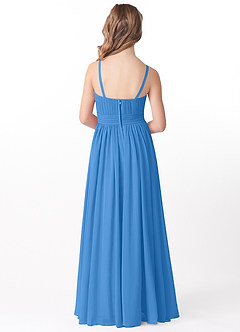 Azazie Astrid Junior Blue Jay A-Line Floral Chiffon Dress image2