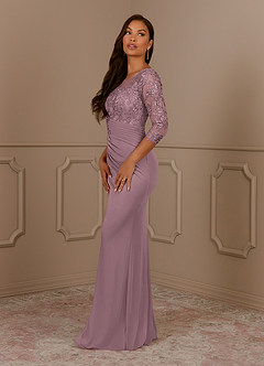 Azazie Fatemah Mother of the Bride Dresses Dusty Rose Mermaid Scoop Lace Lace Dress image2
