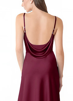 Azazie Alaija Bridesmaid Dresses Mulberry Mermaid Side Slit Stretch Satin Dress image6