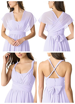 Azazie Olani Vestidos de damas de honor Vestido de Lila de Gasa de Corte en A Convertible con Vestidos sin tirantes image6