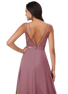 Azazie Lennon Bridesmaid Dresses Vintage Mauve A-Line Lace Chiffon Dress image2