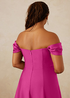 Christian Siriano Bridal for Azazie 1002 Bridesmaid Dresses Fuchsia A-Line Off the Shoulder Stretch Satin Convertible Dress image15
