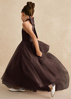 Azazie Bev Flower Girl Dresses Ganache A-Line Convertible Tulle Dress image7