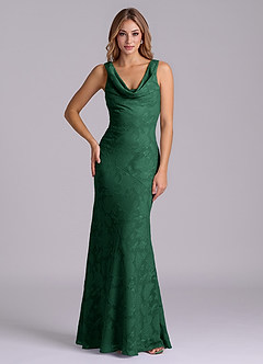 Azazie Rylina Final Sale Emerald Mermaid Floral Burnout Dress image1