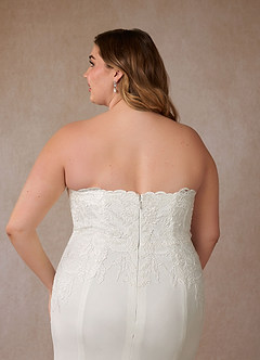 Azazie Antheia Vestidos de novia Vestido de Diamante Blanco de Crepé elástico de Corte Sirena con Lentejuela image17