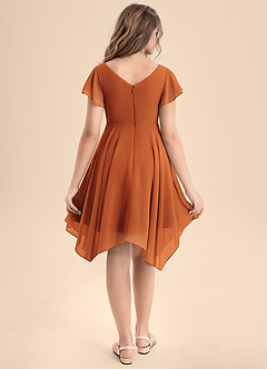 Azazie Janeaurelia Junior Cinnamon A-Line Pleated Chiffon Dress image2