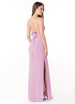 Azazie Mai Bridesmaid Dresses Candy Pink Sheath Pleated Chiffon Dress image4