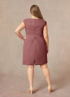 Azazie Nola Mother of the Bride Dresses Desert Rose Sheath V-Neck Pleated Chiffon Dress image7