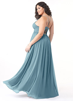 Azazie Aaida Abiti da Damigella Abito A-Line in Chiffon Corsetto Blu Lunatico image10