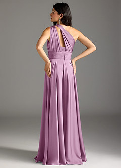 Azazie Charlize Bridesmaid Dresses Wisteria A-Line One Shoulder Stretch Satin Dress image6