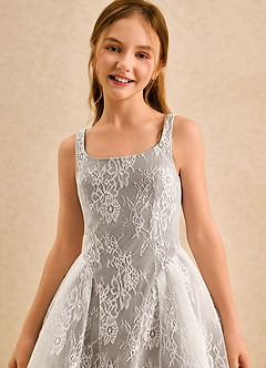 Azazie Cubbie Girls Formal Flower Girl Dresses Taupe A-Line Lace Dress image6