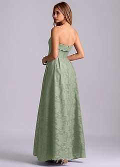 Azazie Lucienne Bridesmaid Dresses Agave A-Line Strapless Floral Burnout Dress image2