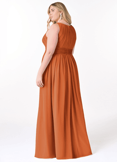 Azazie Harper Bridesmaid Dresses Cinnamon A-Line Pleated Chiffon Dress image7
