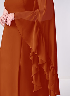 Barbie ♥ Azazie Bridesmaid Dresses Paprika A-Line Long Sleeve Chiffon Dress image10