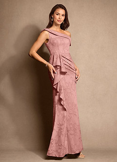 Azazie Hamptons vestidos de madre de la novia Vestido de Rosetón de Devorado Floral de Corte En A con Plisado image4
