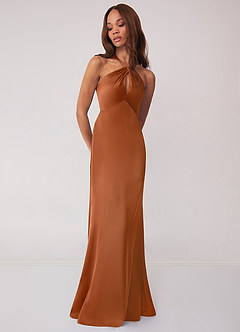Barbie ♥ Azazie Bridesmaid Dresses Copper Sheath Stretch Satin Dress image4
