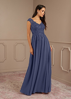 Azazie Amethyst vestidos de madre de la novia Vestido de Tormenta de Gasa de Corte En A con Lentejuelas Cuello V image4