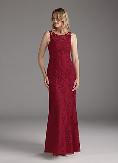 Azazie Whilhelmina Mother of the Bride Dresses Burgundy Mermaid Lace Chiffon Dress image5