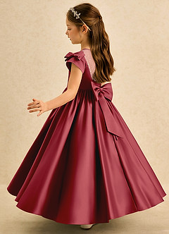 Azazie Toffee Abiti da Ragazza di Fiori Abito Stile Principessa in Raso Opaco Fiocco Melograno image5