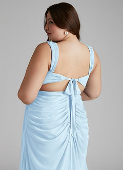 Azazie Jesaphine Bridesmaid Dresses Sky Blue Sheath Ruched Mesh Dress image7