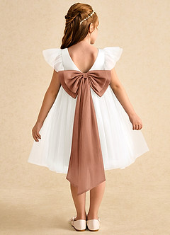 Azazie Munchkin Flower Girl Dresses Ivory Bronzer A-Line Bow Tulle Dress image1