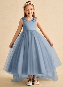 Azazie Lorita Flower Girl Dresses Dusty Blue A-Line Beaded Tulle Dress image2