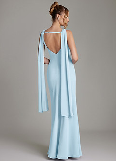 Azazie Essence Bridesmaid Dresses Sky Blue Sheath Chiffon Dress image2