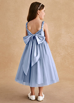 Azazie Gabbie Blumenmädchenkleider A-Linie Plissee Matte Satin Kleid Eis image2