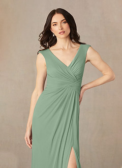 Azazie Andi Mother of the Bride Dresses Matcha A-Line Pleated Mesh Dress image4