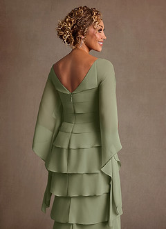 Azazie Arabinda Mother of the Bride Dresses Pistachio Sheath Ruched Chiffon Dress image6