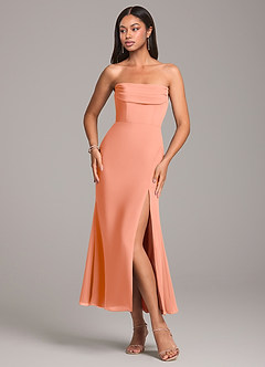 Azazie Saige Bridesmaid Dresses Sunset Sheath Off the Shoulder Chiffon Convertible Dress image6