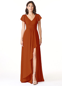 Azazie Omari Vestidos de madrinha de casamento Vestido Páprica de Chiffon de Linha A image1