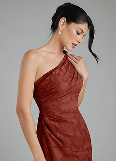 Azazie Akilah Bridesmaid Dresses Terracotta Mermaid One Shoulder Floral Burnout Dress image6