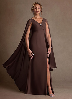 Azazie Boudica Klänningar till brudens mor Klä A-Line i Chiffong Plisserad Ganache image1