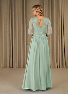 Azazie Mirielle Mother of the Bride Dresses Agave A-Line Scoop Lace Chiffon Dress image2