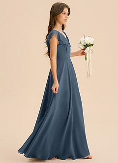 Azazie Anysa Junior Robe Trapèze en Mousseline de soie Rayé Neptune image4