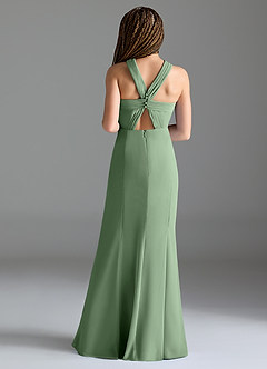 Azazie Rue Junior Robe Sirène en Mousseline de soie Fente Latérale Matcha image2