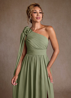Azazie Lancaster Mother of the Bride Dresses Pistachio A-Line One Shoulder Chiffon Dress image6